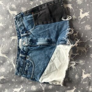 PacSun Blue and Black Colorblock Jean Shorts